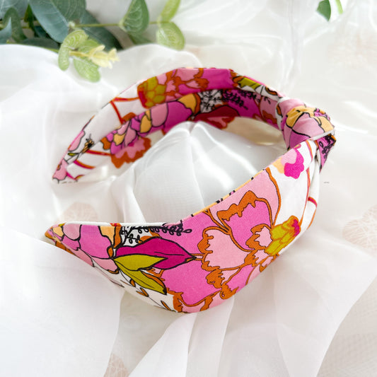 Bold Pink Floral Knot Headband