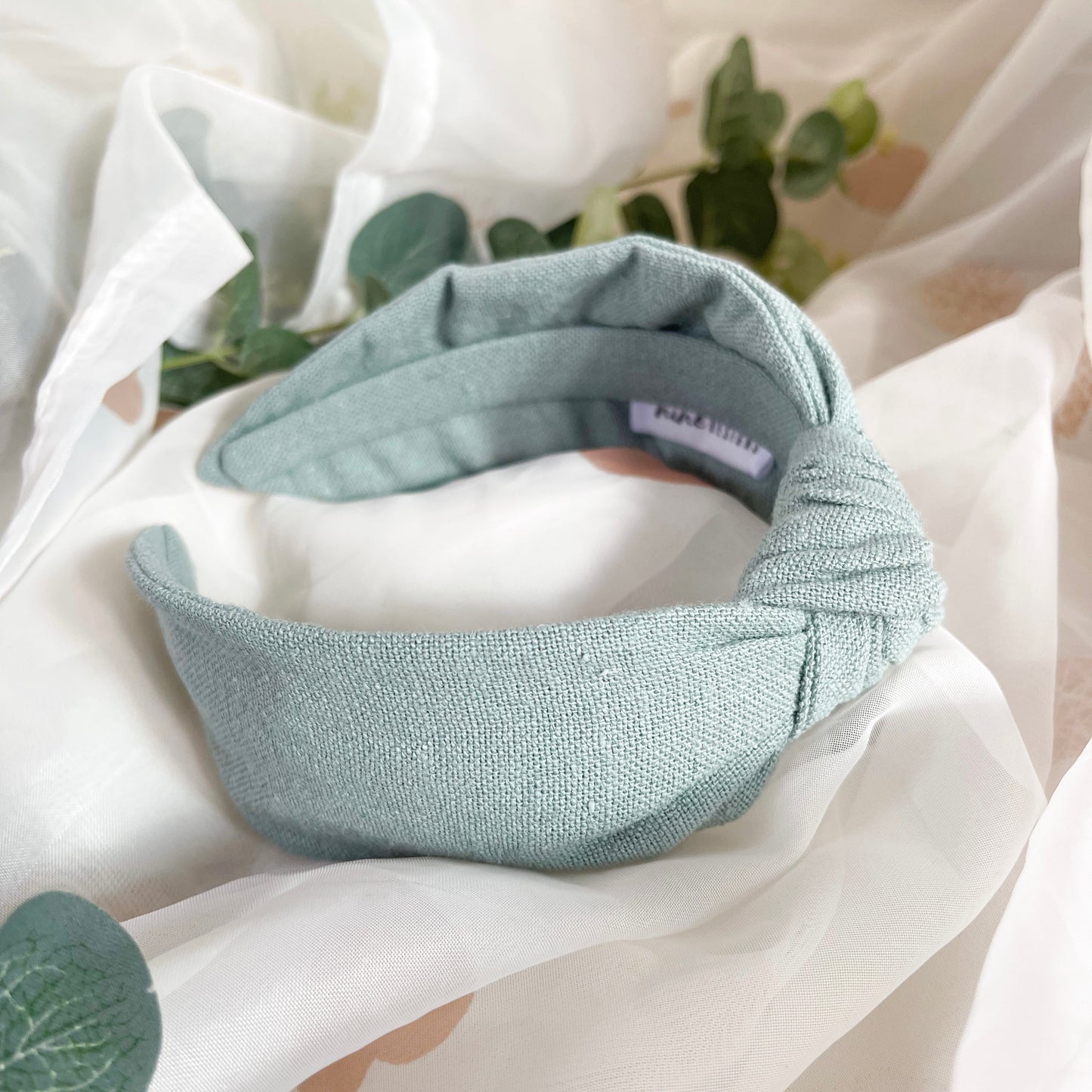 Sage Green Linen Knot Headband