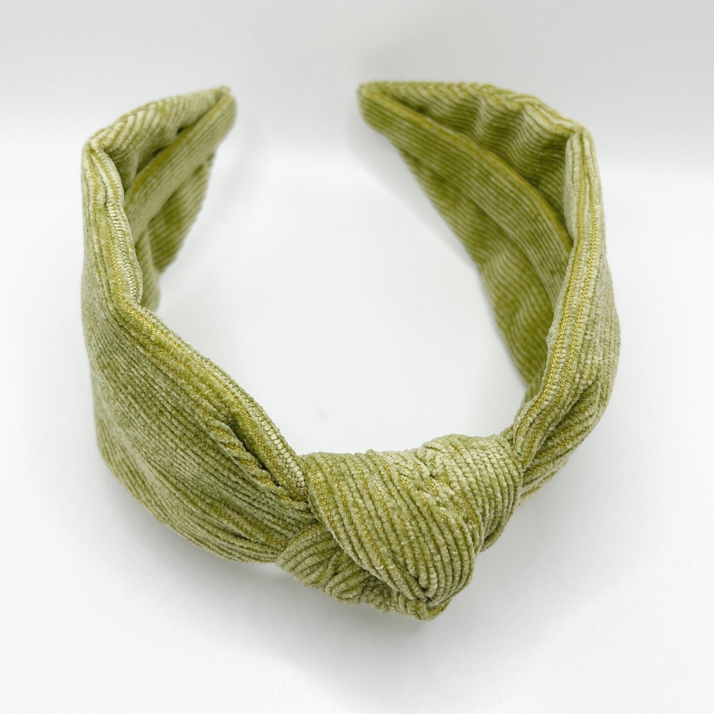 Olive Green Corduroy Knot Headband