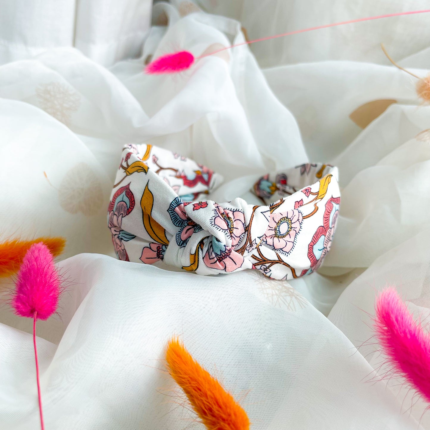 White Floral Knot Headband