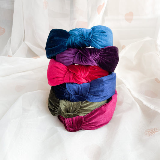 Navy Blue Velvet Knot Headband