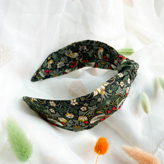 Strawberry Thief Green Liberty of London Print Knot Headband