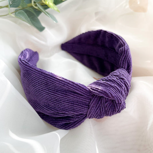 Purple Corduroy Knot Headband