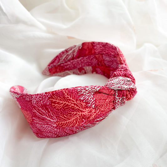 Pink Coral Print Knot Headband