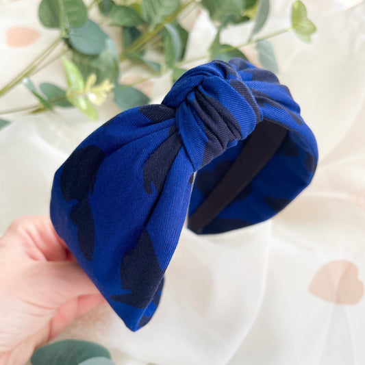 Blue Leopard Print Knot Headband