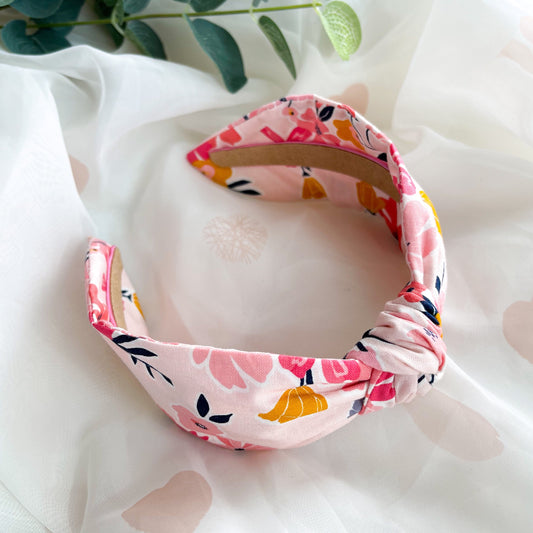 Pink Floral Knot Headband