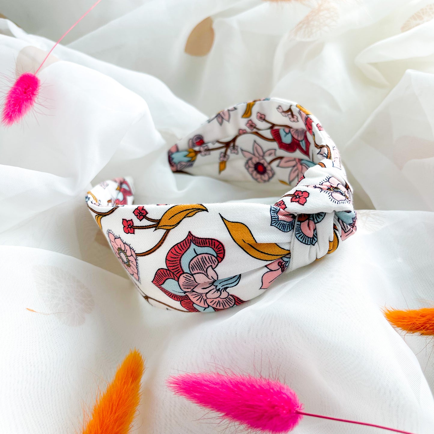 White Floral Knot Headband
