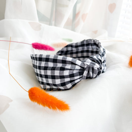 Monochrome Gingham Knot Headband