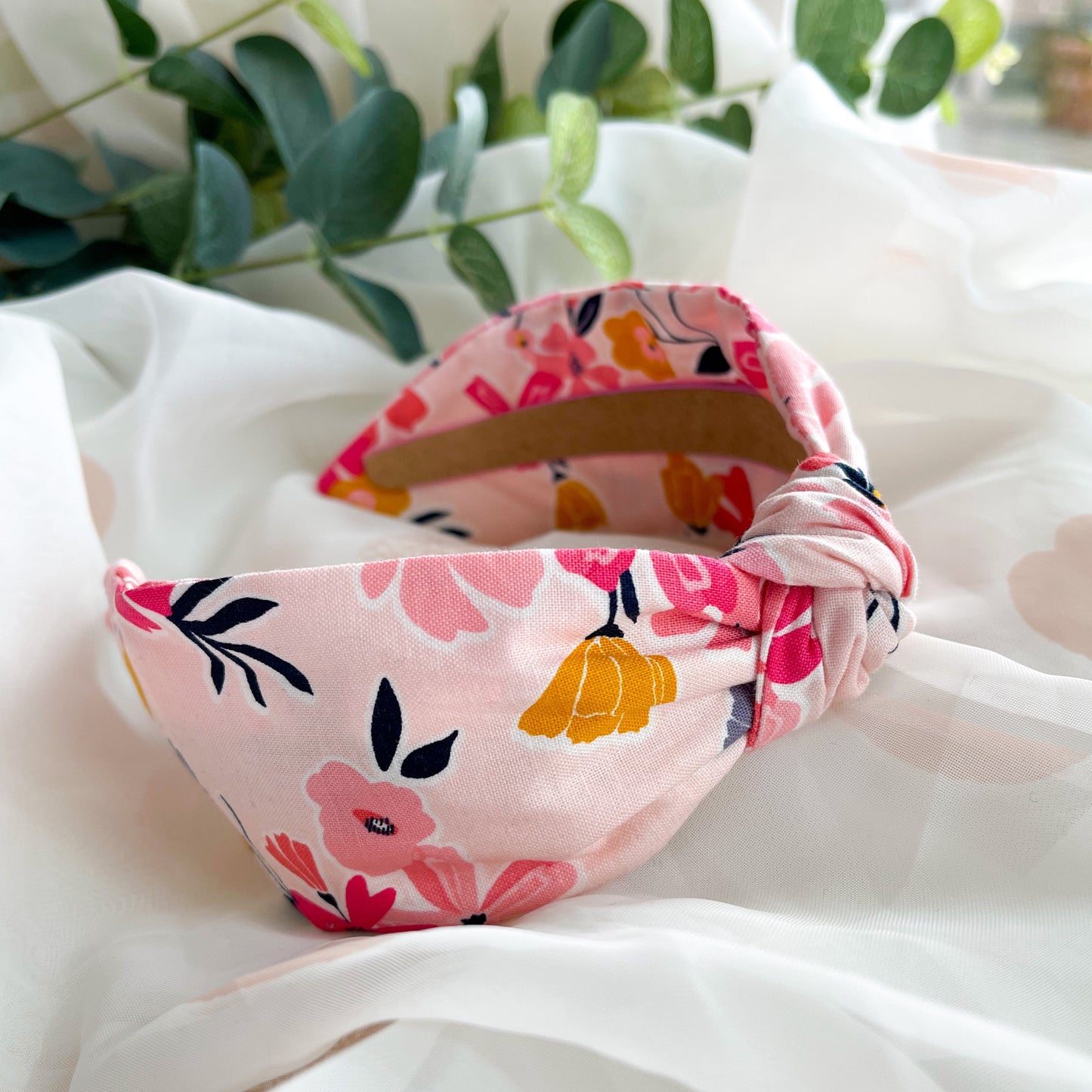 Pink Floral Knot Headband