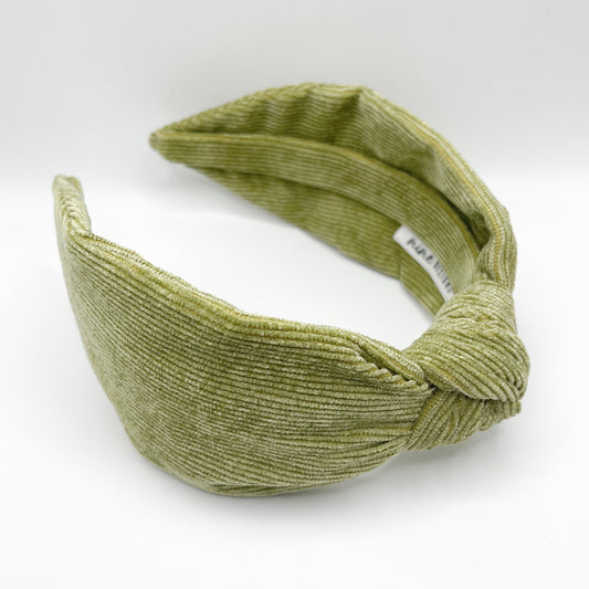 Olive Green Corduroy Knot Headband