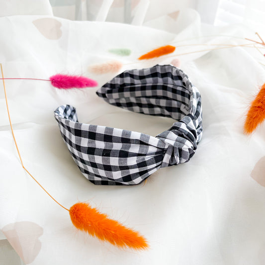 Monochrome Gingham Knot Headband