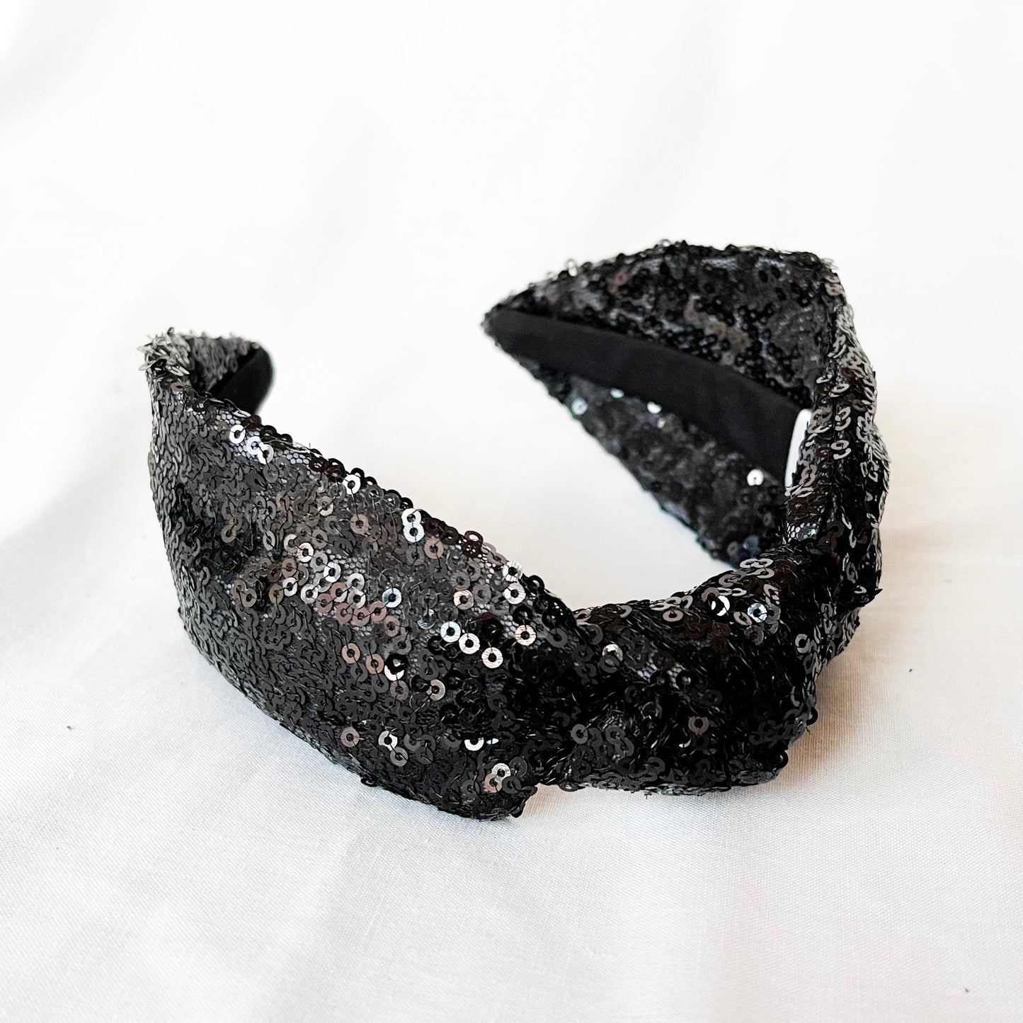 Black sparkle headband, top knot hair accessory, statement headband