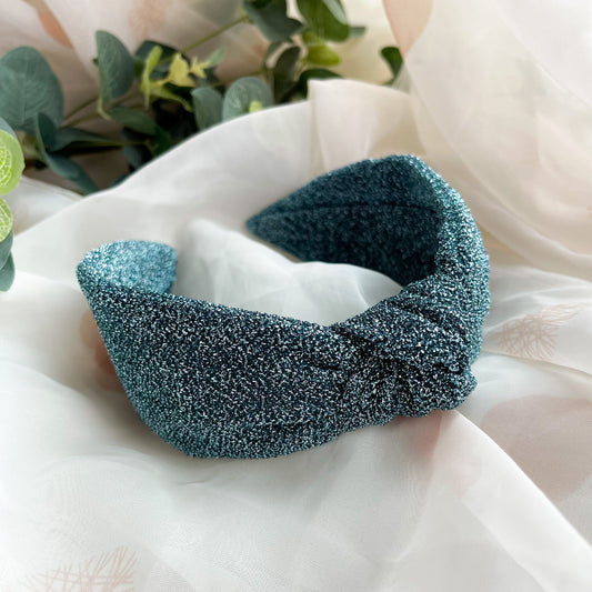 Icy Blue Metallic Knot Headband
