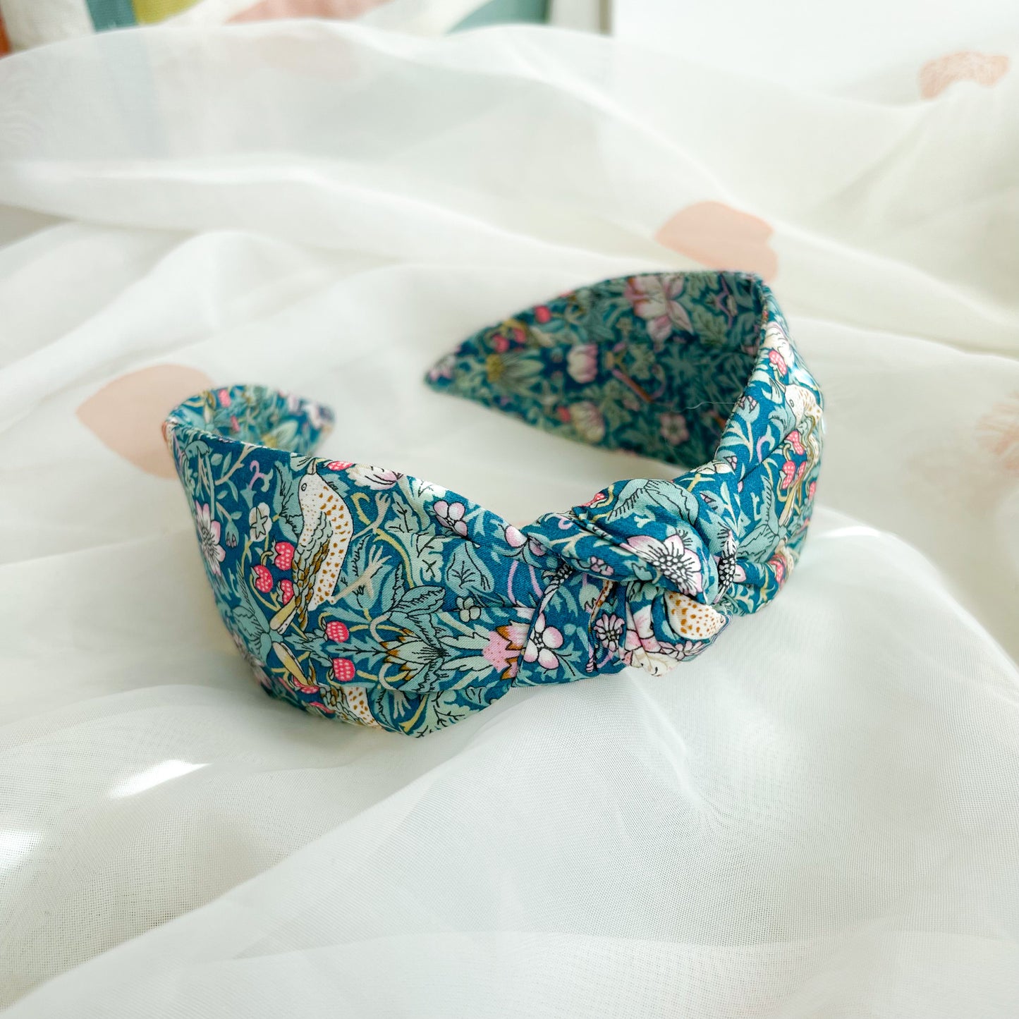 Strawberry Thief Teal Liberty of London Print Knot Headband