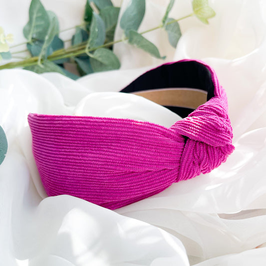 Hot Pink Satin Lined Knot Headband