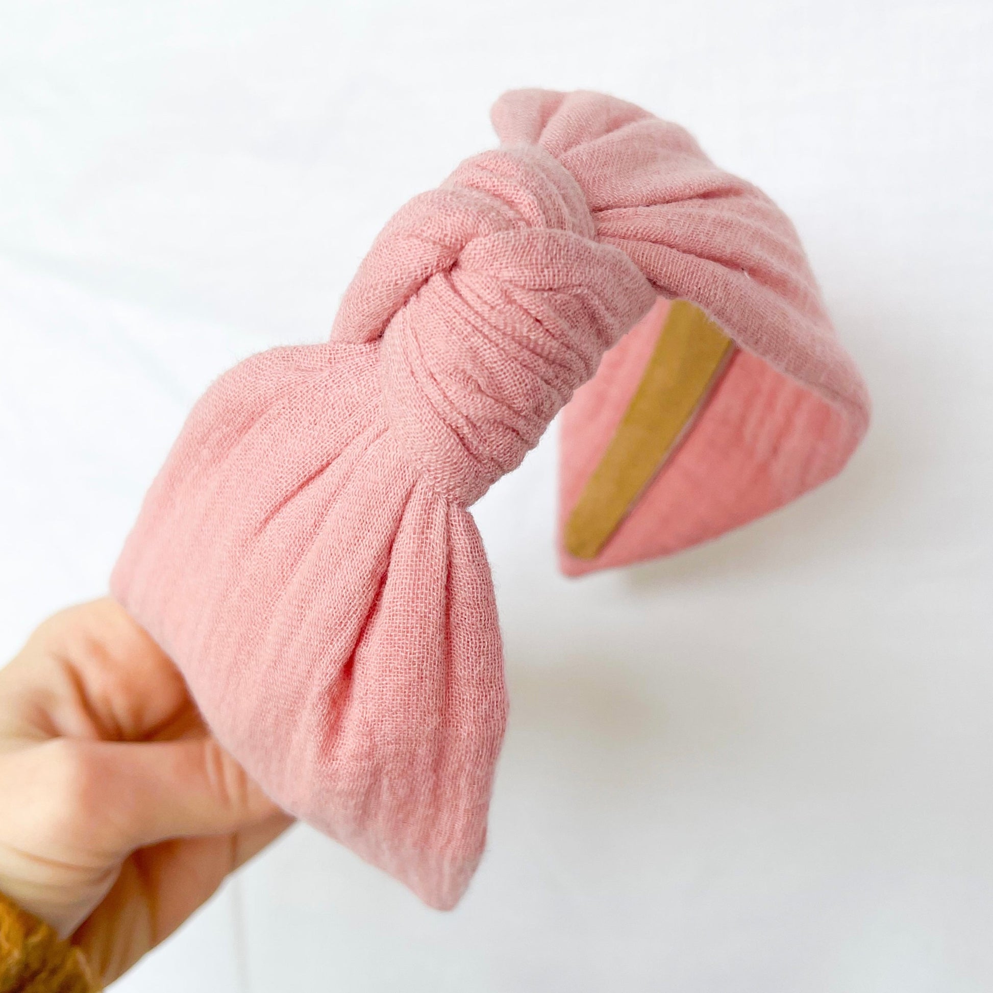 Plain pink knot headband, hair accessory for women, light pink statement headband