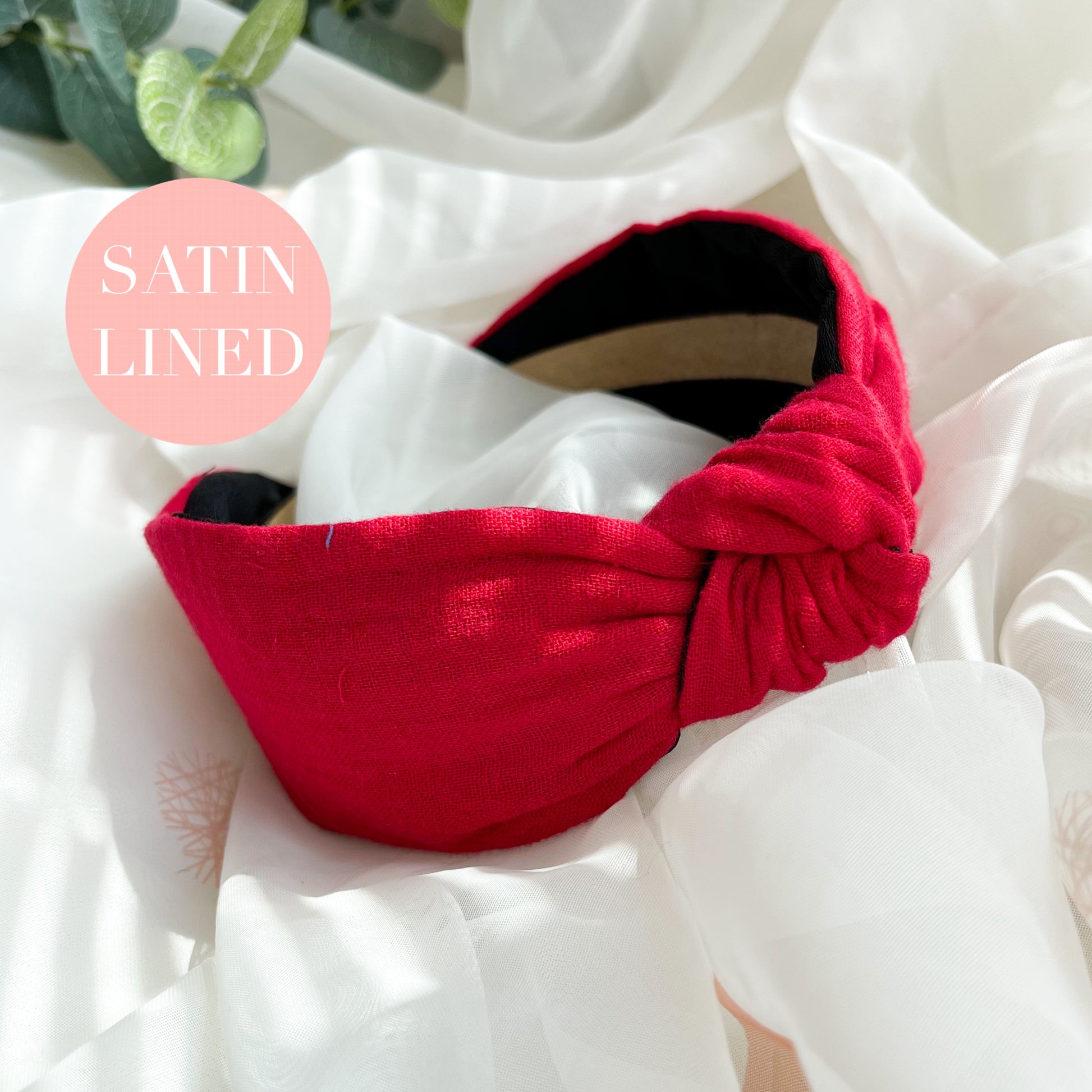 Red Satin Lined Headband Hair Accessories by Nine Designs