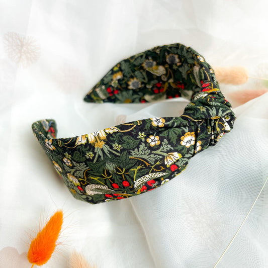 Strawberry Thief Green Liberty of London Print Knot Headband