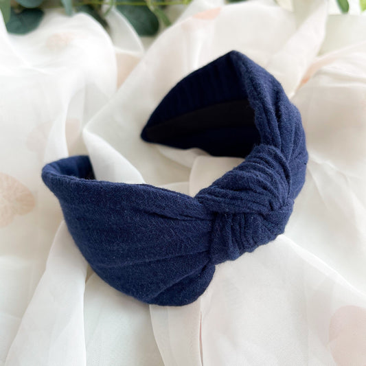 Plain Navy Knot Headband