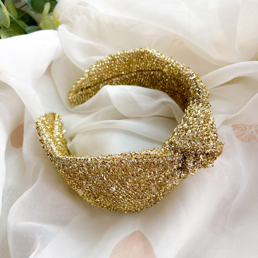 Gold Tinsel Knot Headband