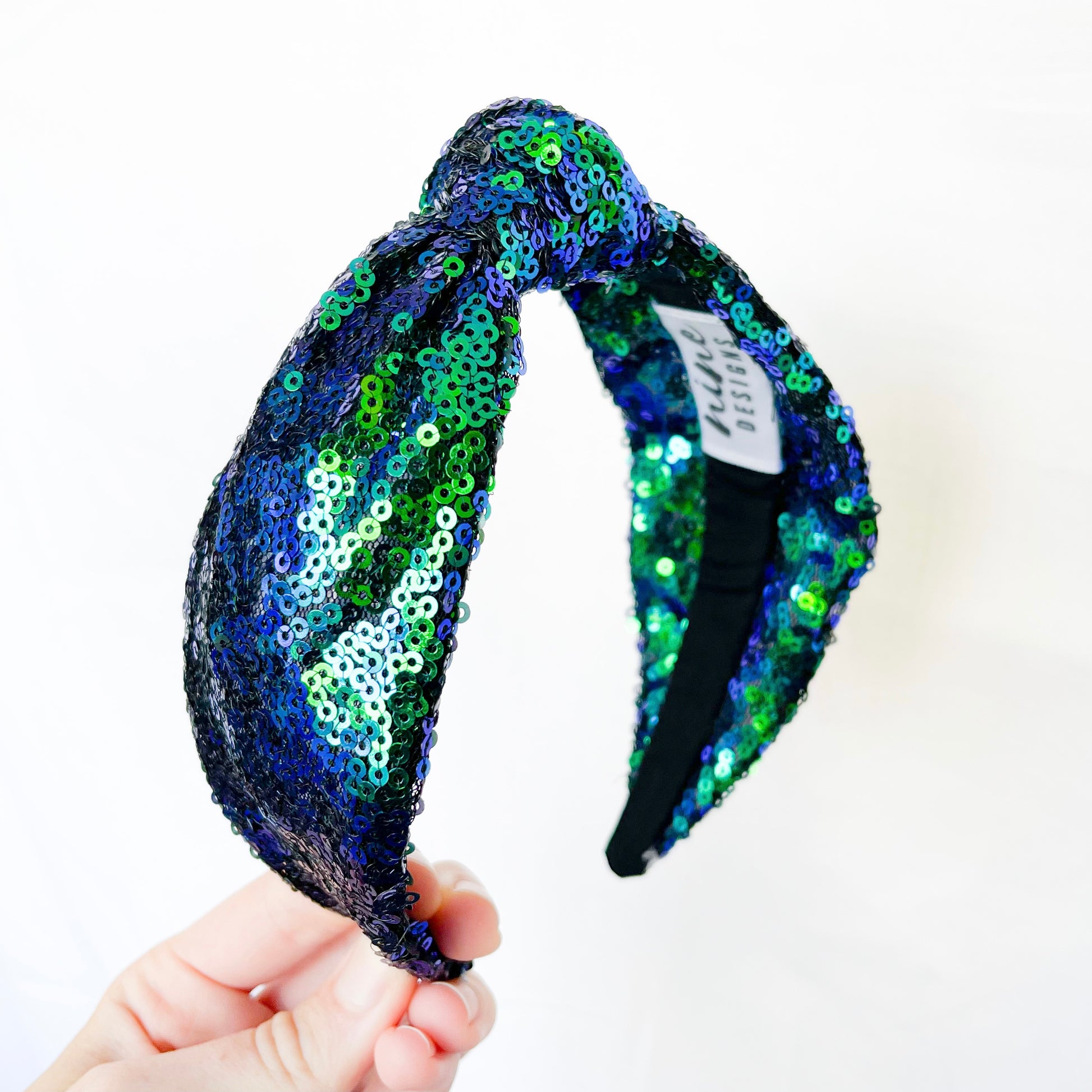 Mermaid sequin headband, green sparkle hair accessory, headwrap headband