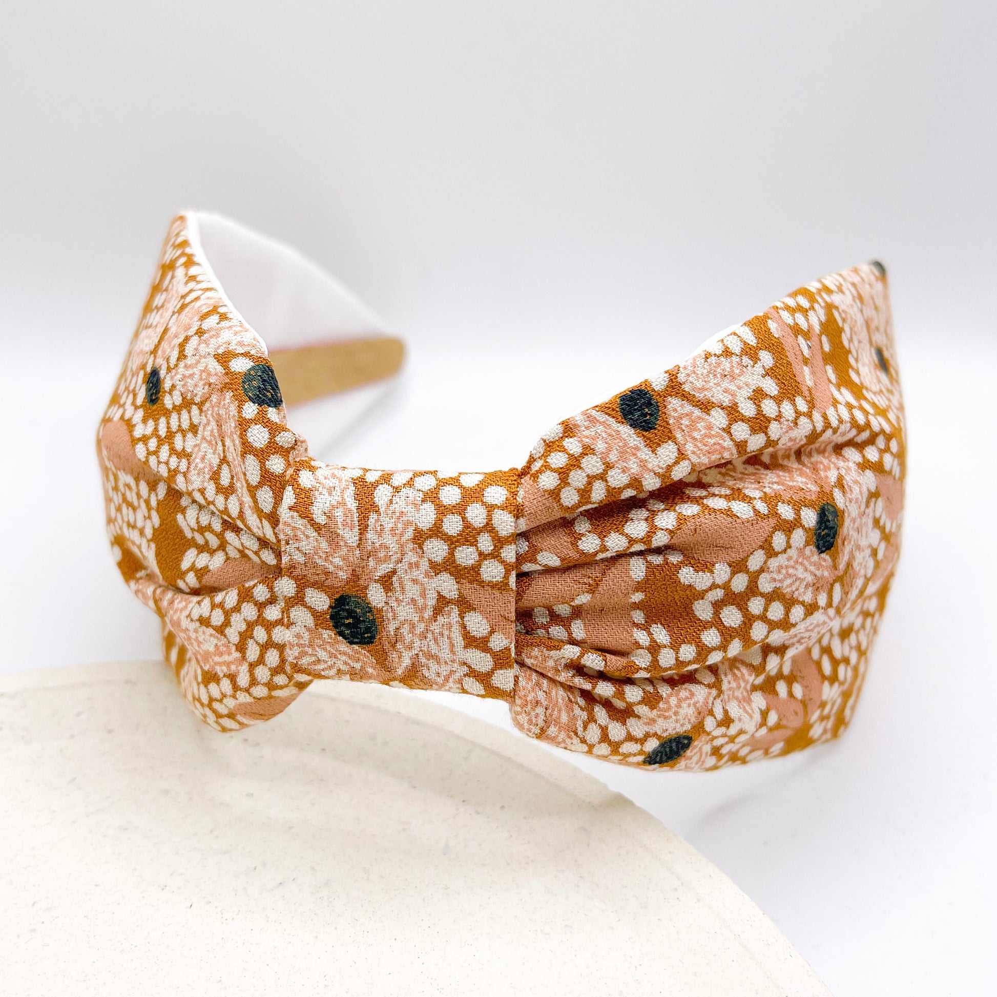 Mustard yellow turban headband, knot hairband, yellow spot hair accessory