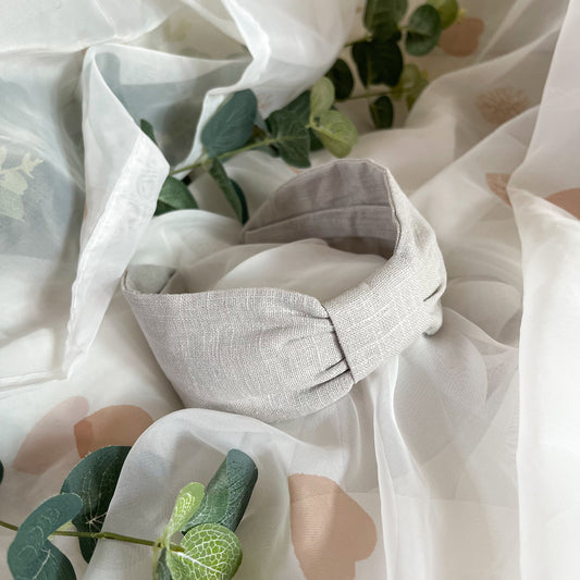 Taupe Linen Turban Headband