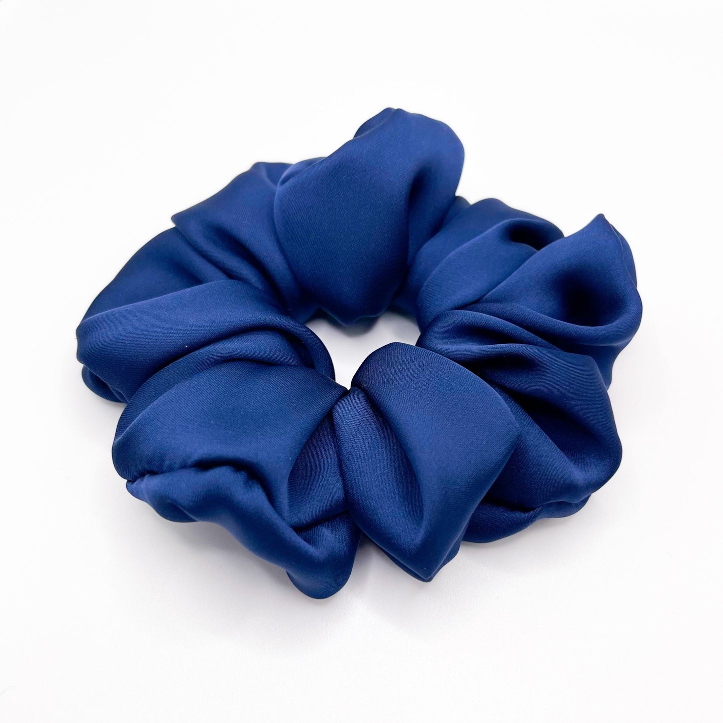 Navy Satin Scrunchie