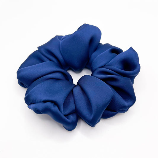 Navy Satin Scrunchie